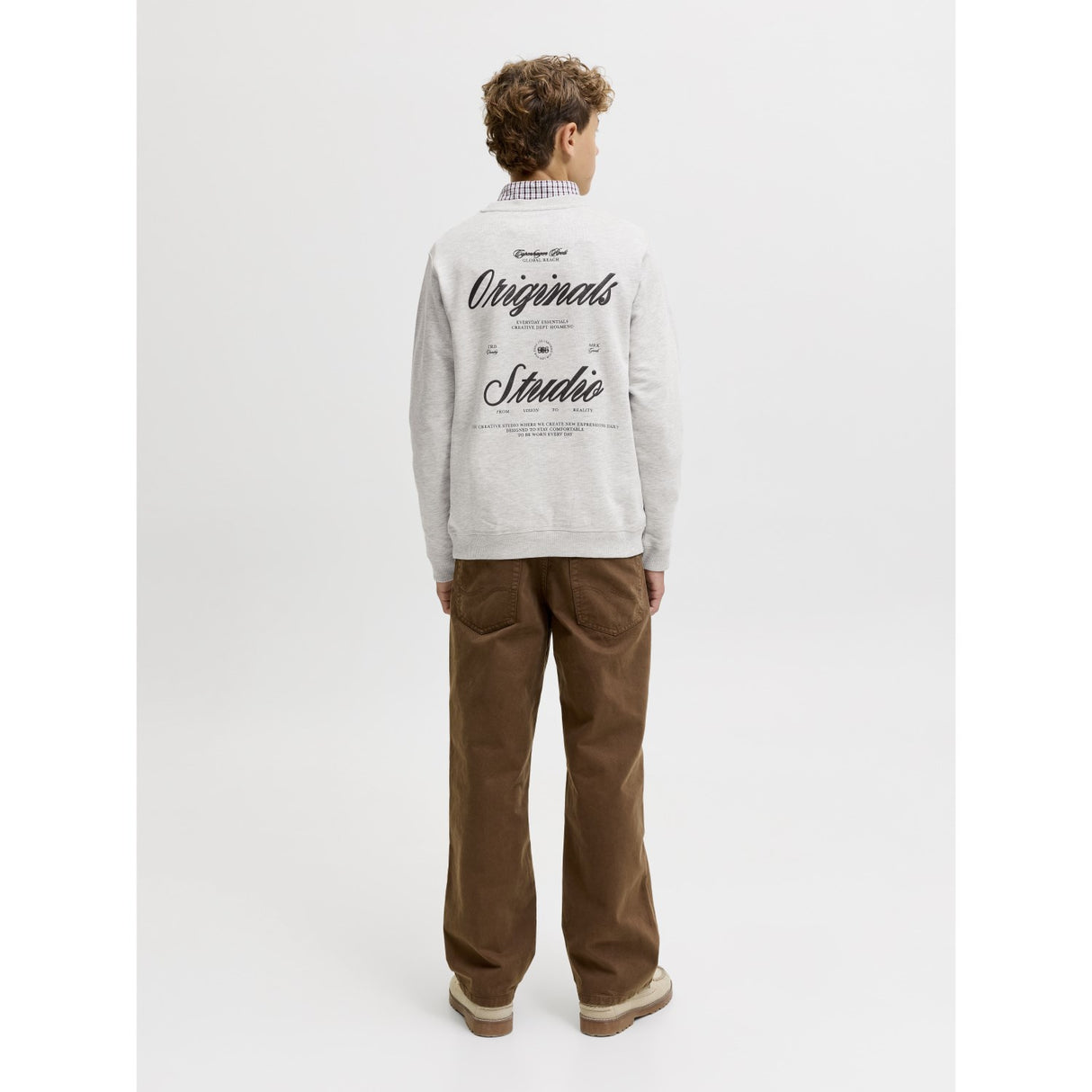 Jack & Jones Junior White Melange Jornorrebro Typo Back Sweat Cn Jnr