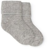 MarMar Light Grey Melange Newborn Strumpor 2-pack Strumpor