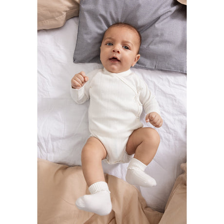 MarMar Gentle White Newborn Strumpor Scallop 2-pack Strumpor