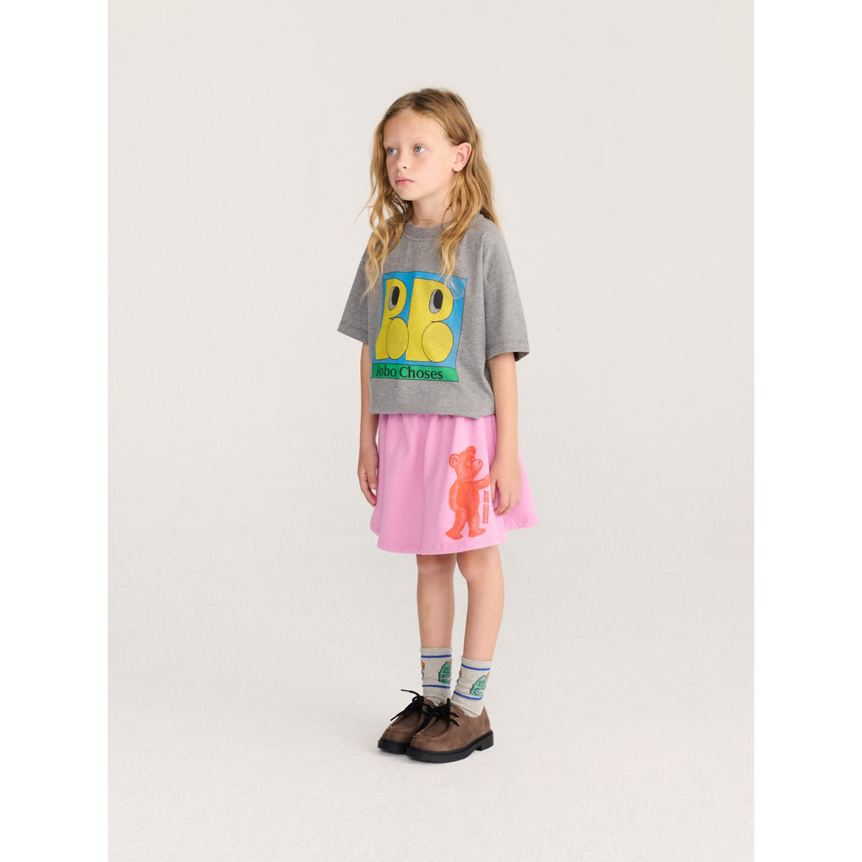 Bobo Choses Light Heather Grey Hug Hairy Monster Kort Strumpor