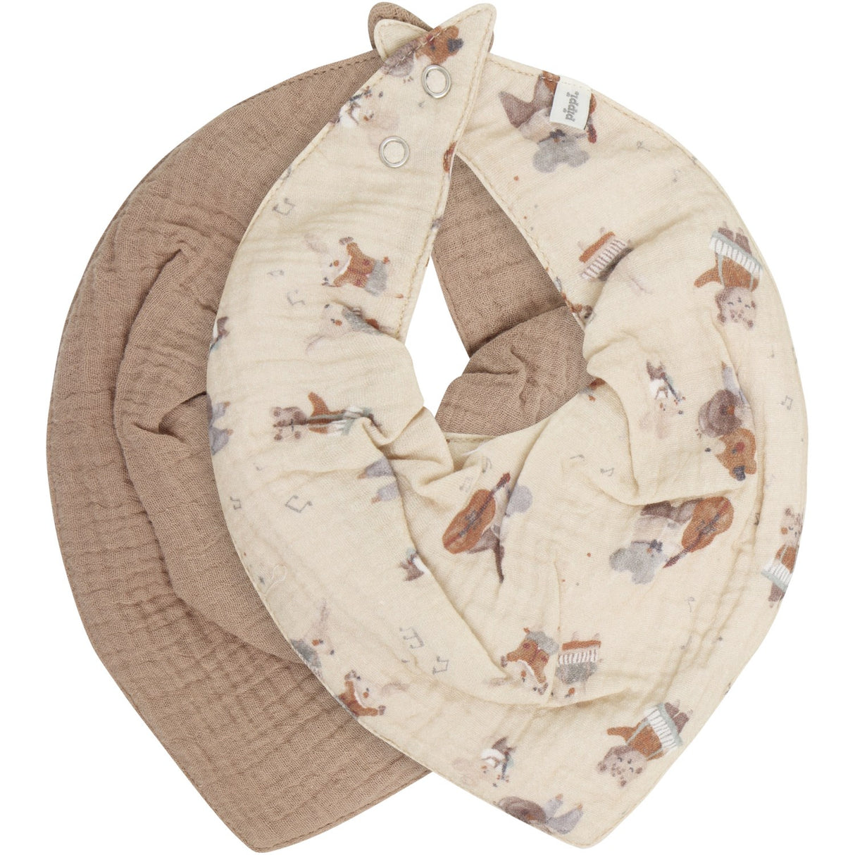Pippi Mocha Meringue Haklapp Muslin M/ Aop (2-Pack)