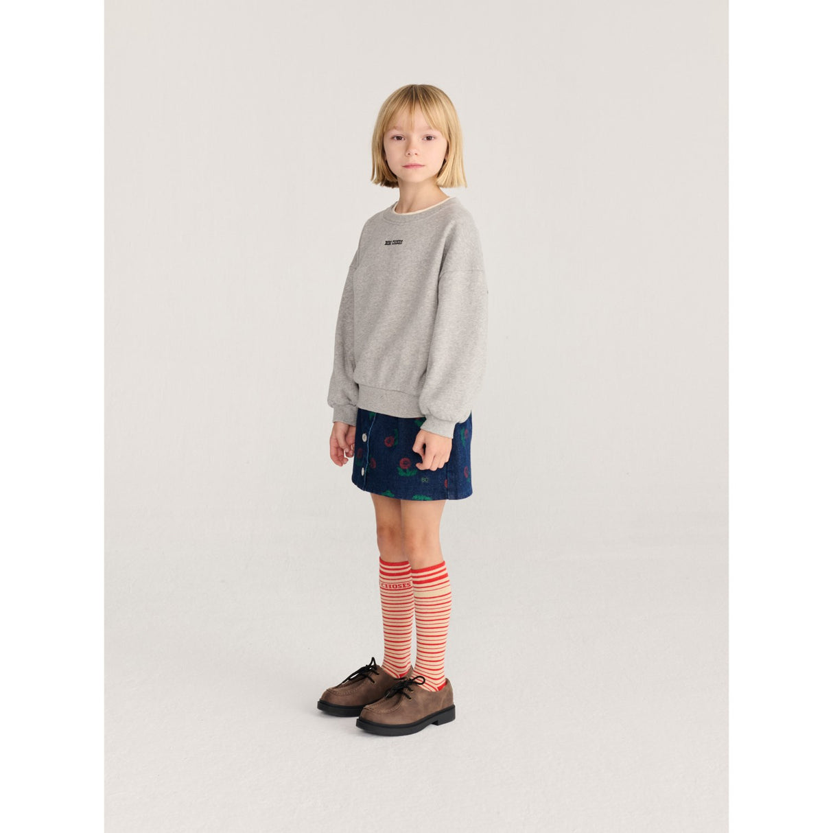 Bobo Choses Light Heather Grey Mush Monster Duo Sweatshirt