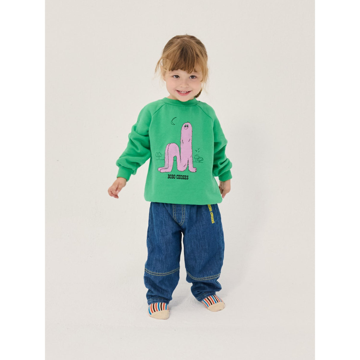 Bobo Choses Midnight Blue Taxi Saurus Tag Denim Byxor