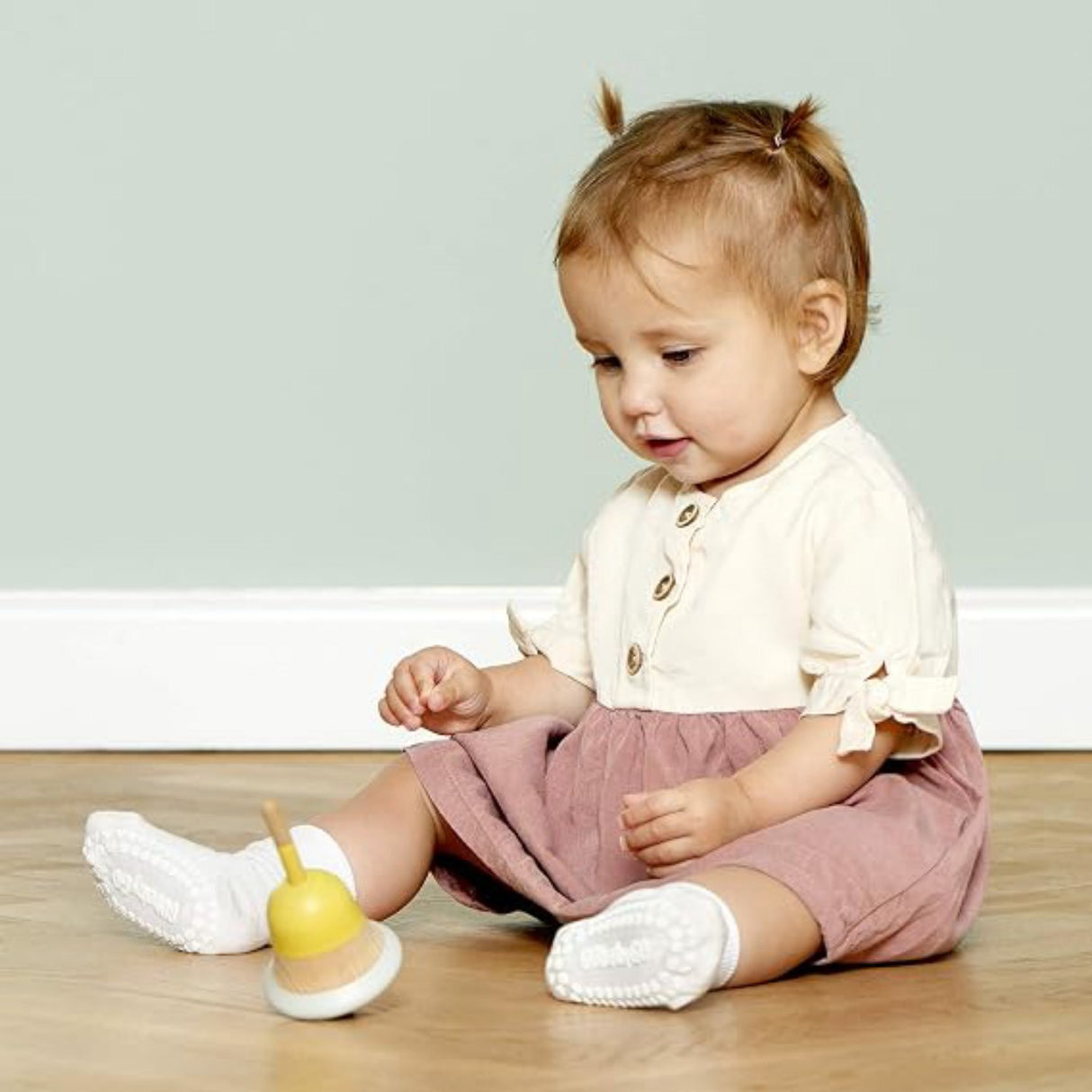 GObabyGO Bamboo Strumpor Antislip Offwhite