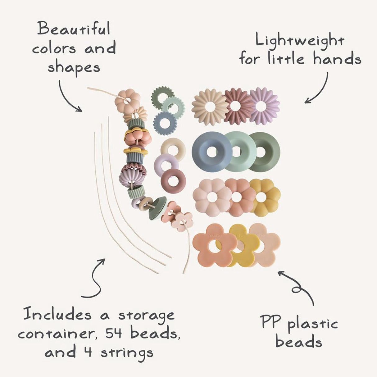 Mushie Multi Mushie Bead Lacing Leksak Sett