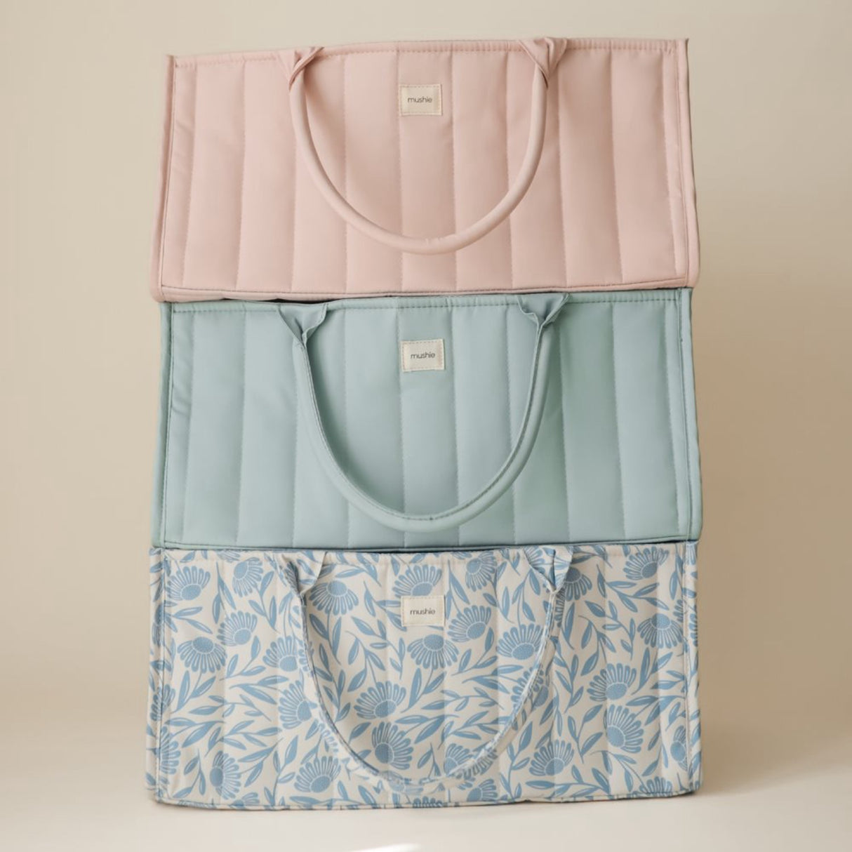 Mushie Blue Flowers Mushie Diaper Caddy - Blue Flowers