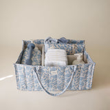Mushie Blue Flowers Mushie Diaper Caddy - Blue Flowers