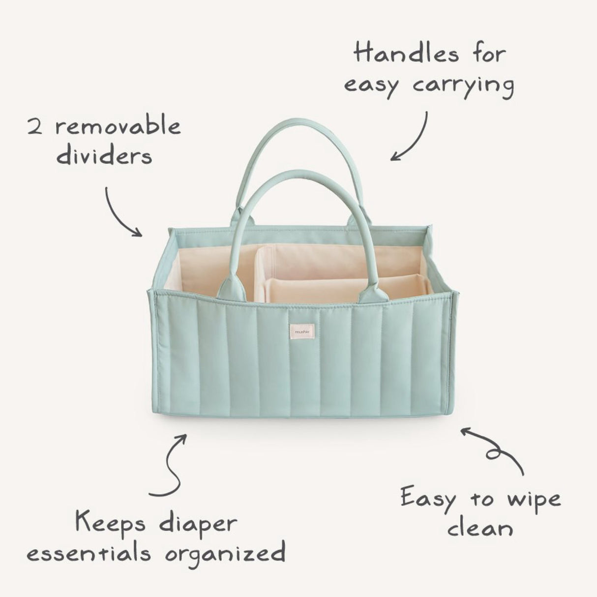 Mushie Roman Green Mushie Diaper Caddy - Roman Green