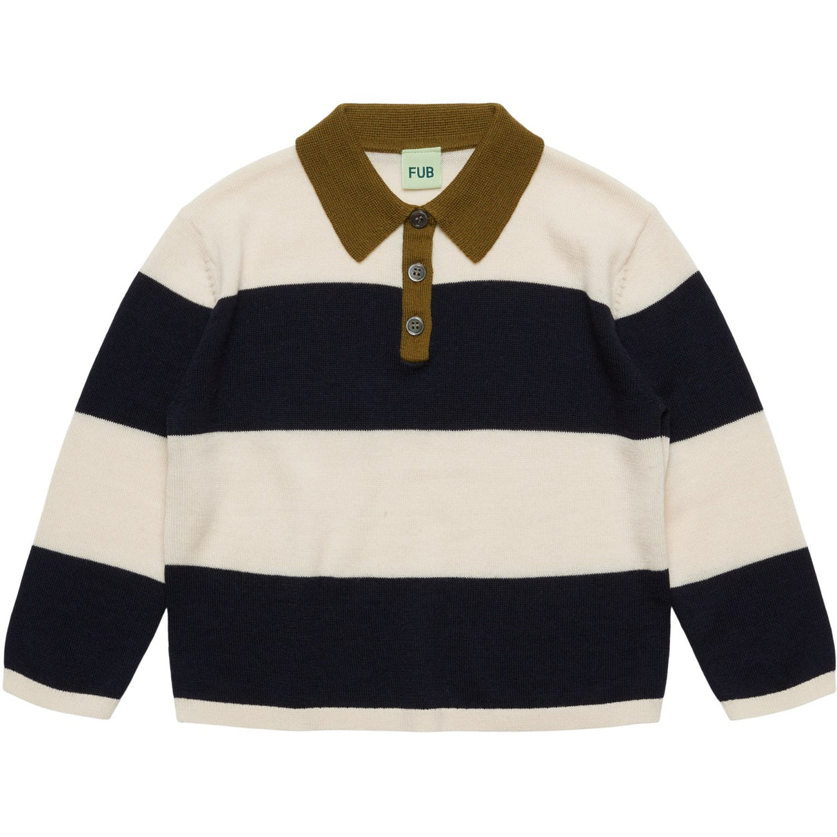 FUB Ecru/Navy Striped Pikétröja