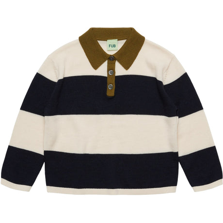 FUB Ecru/Navy Striped Pikétröja