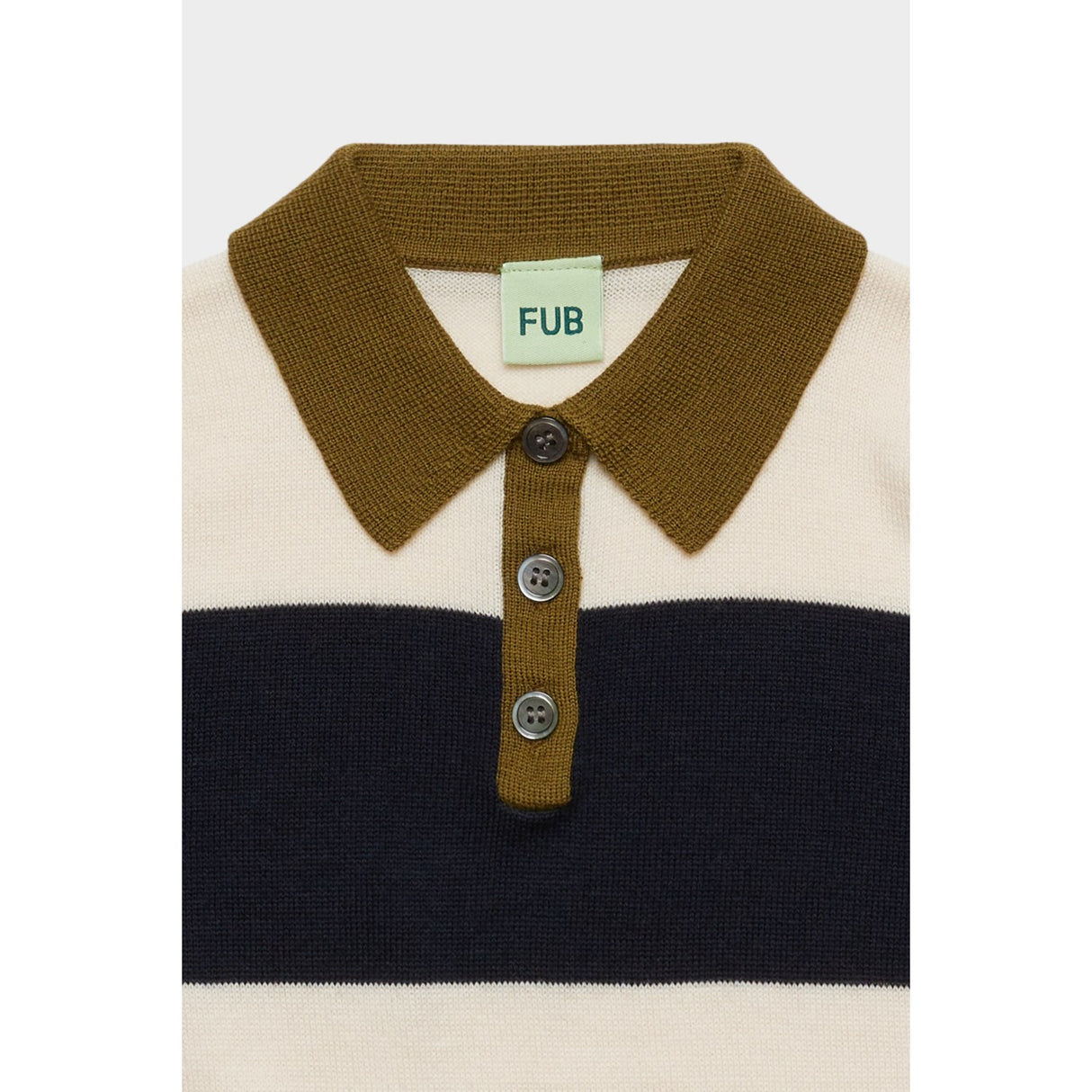 FUB Ecru/Navy Striped Pikétröja