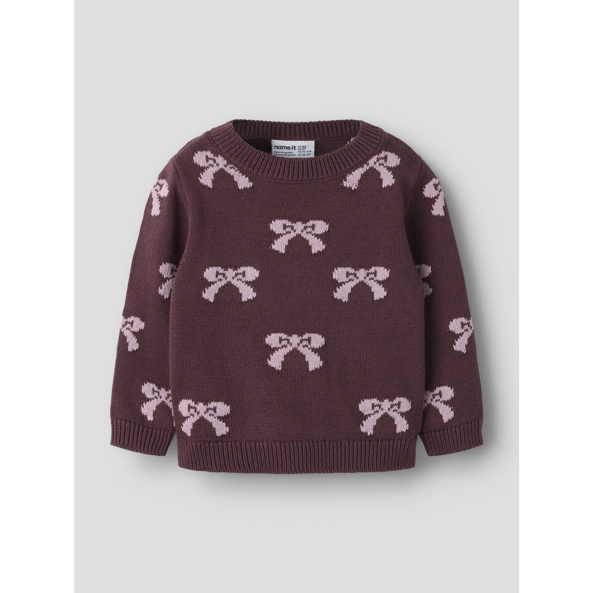 Name It Catawba Grape Mauve Shadows Bow Nmfrekka Ls Stickad