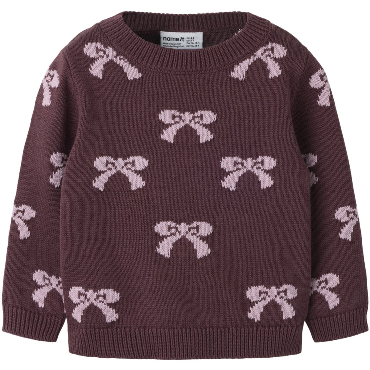 Name It Catawba Grape Mauve Shadows Bow Nmfrekka Ls Stickad