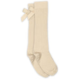 Mp Danmark Ecru Vita Knee Strumpor Rosett
