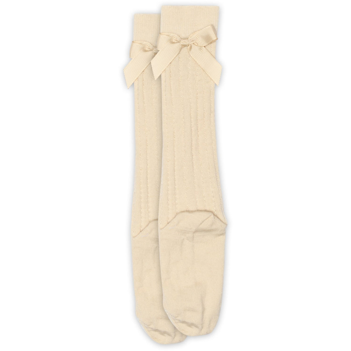 Mp Danmark Ecru Vita Knee Strumpor Rosett