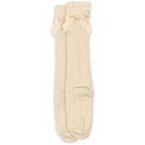 Mp Danmark Ecru Vita Knee Strumpor Rosett