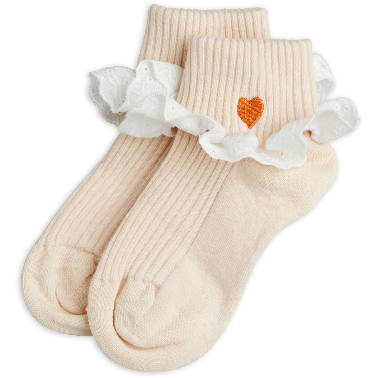 Mini Rodini Off-White Heart Lace 1-Pack Strumpor