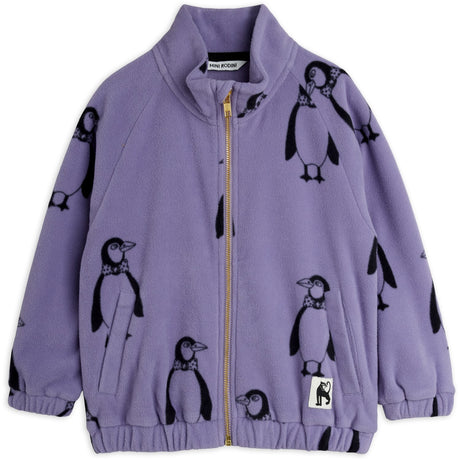 Mini Rodini Purple Penguin AOP Fleece Jacka