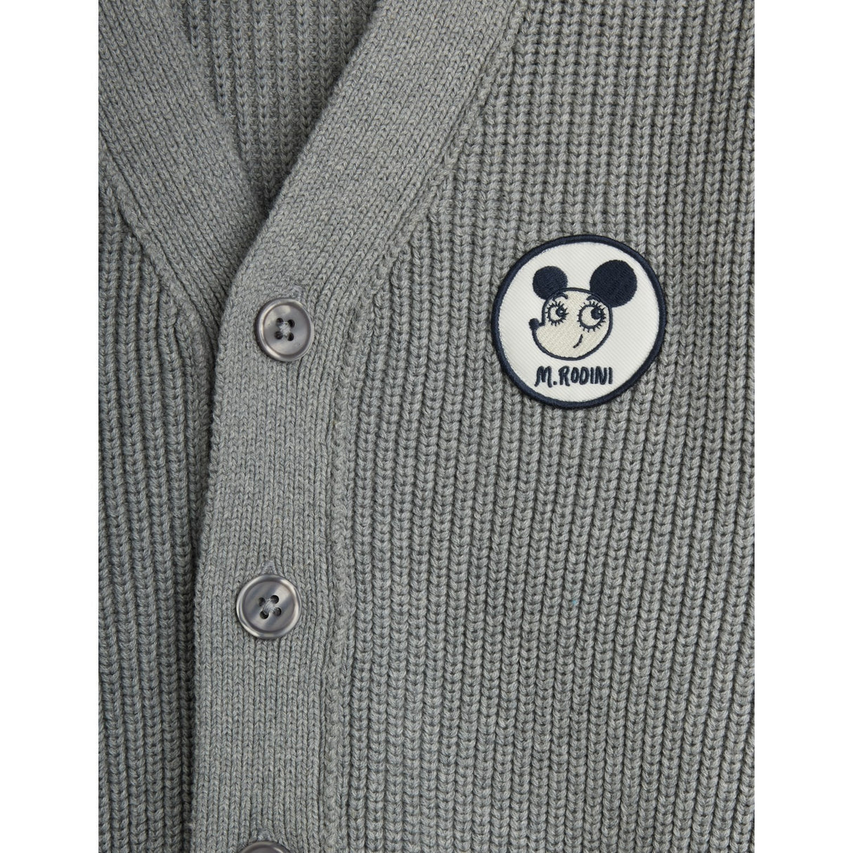 Mini Rodini Grey Melange Ritzratz Patch Stickad Cardigan