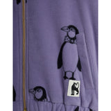 Mini Rodini Purple Penguin AOP Fleece Jacka