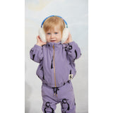 Mini Rodini Purple Penguin AOP Fleece Jacka