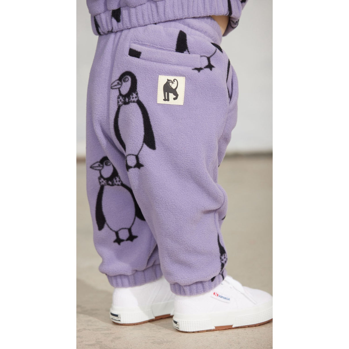 Mini Rodini Purple Penguin AOP Fleece Jacka