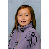 Mini Rodini Purple Penguin AOP Fleece Jacka