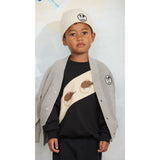 Mini Rodini Grey Melange Ritzratz Patch Stickad Cardigan