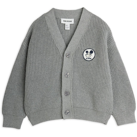 Mini Rodini Grey Melange Ritzratz Patch Stickad Cardigan