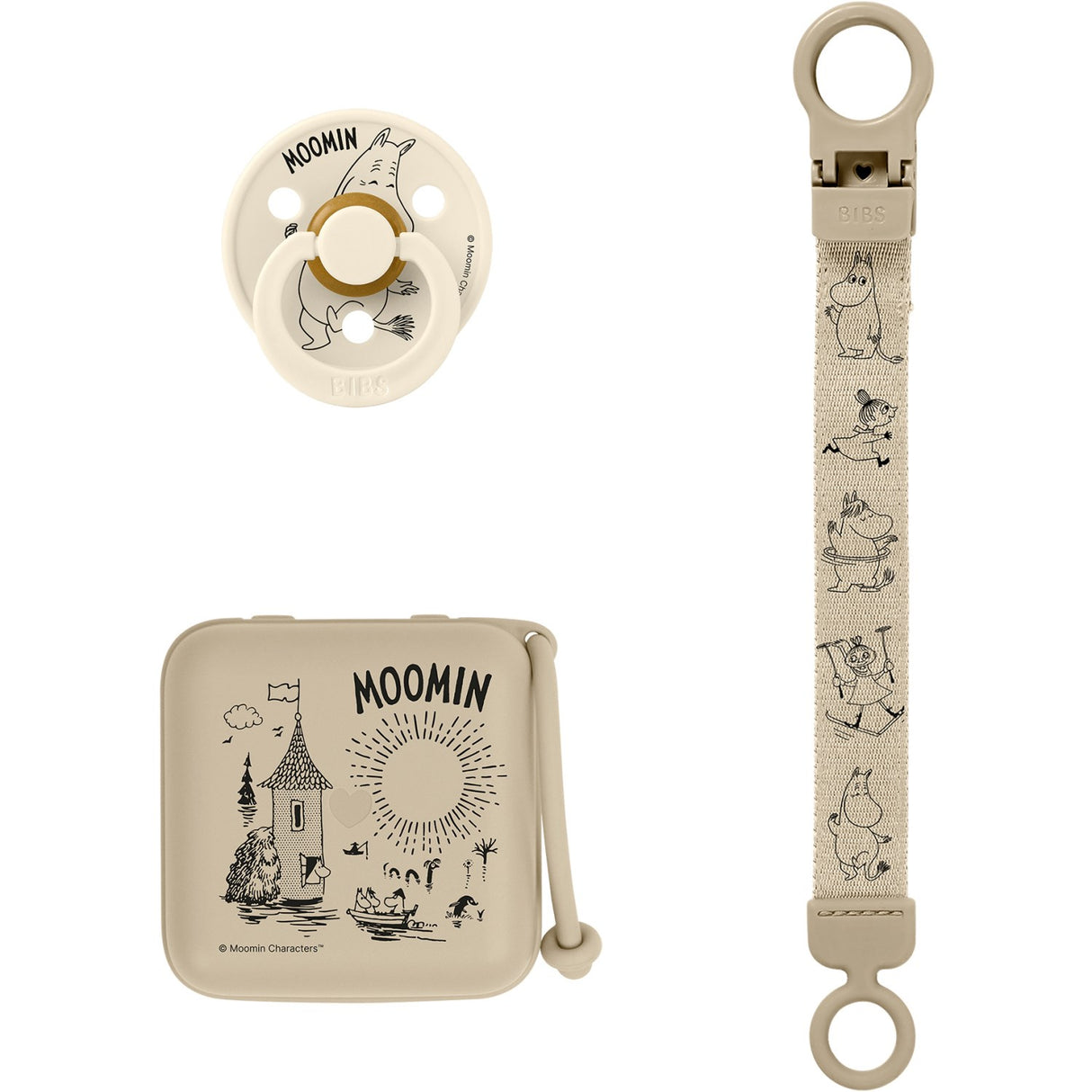 Bibs Vanilla Moomin Present Sett Soothe & Go Latex Size 2