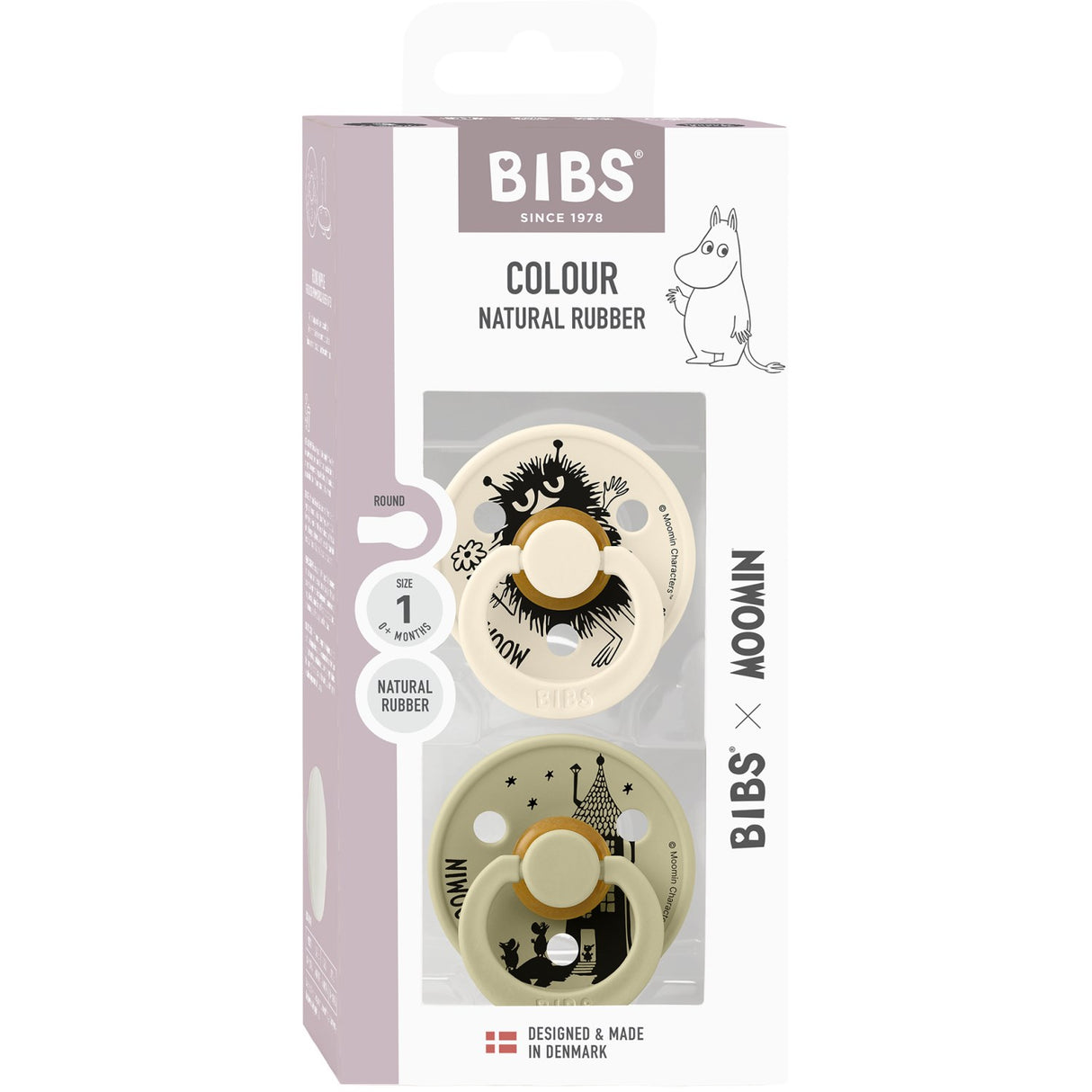 Bibs Ivory / Khaki X Moomins Napp Colour Stinky 2-Pack Latex