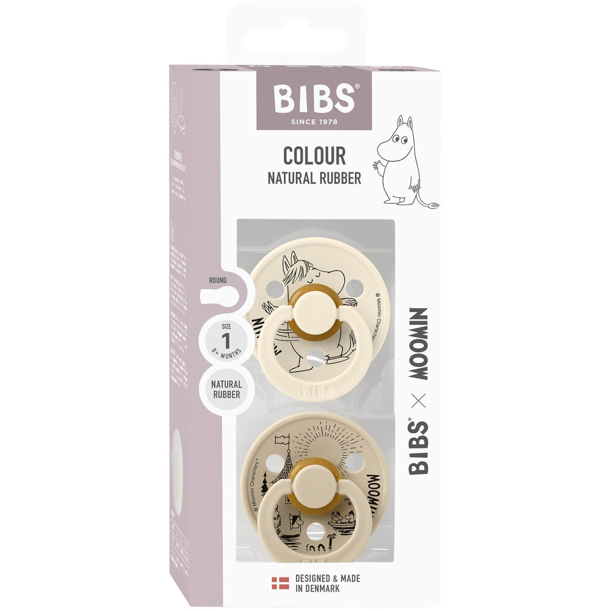 Bibs Ivory / Vanilla X Moomins Napp Colour Snorkmaiden 2-Pack Latex