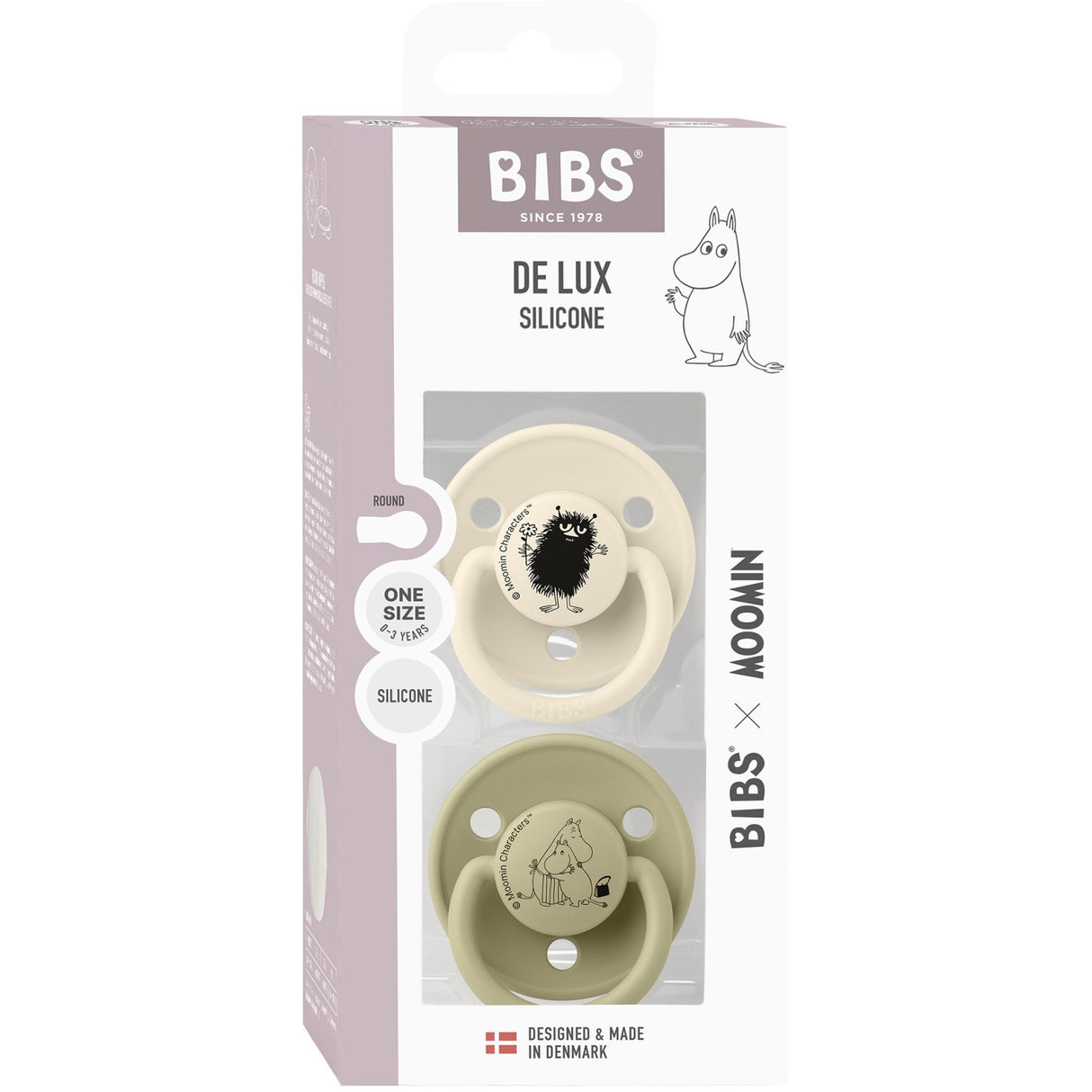 Bibs Ivory / Khaki X Moomins Napp De Lux Stinky 2-Pack Silikon