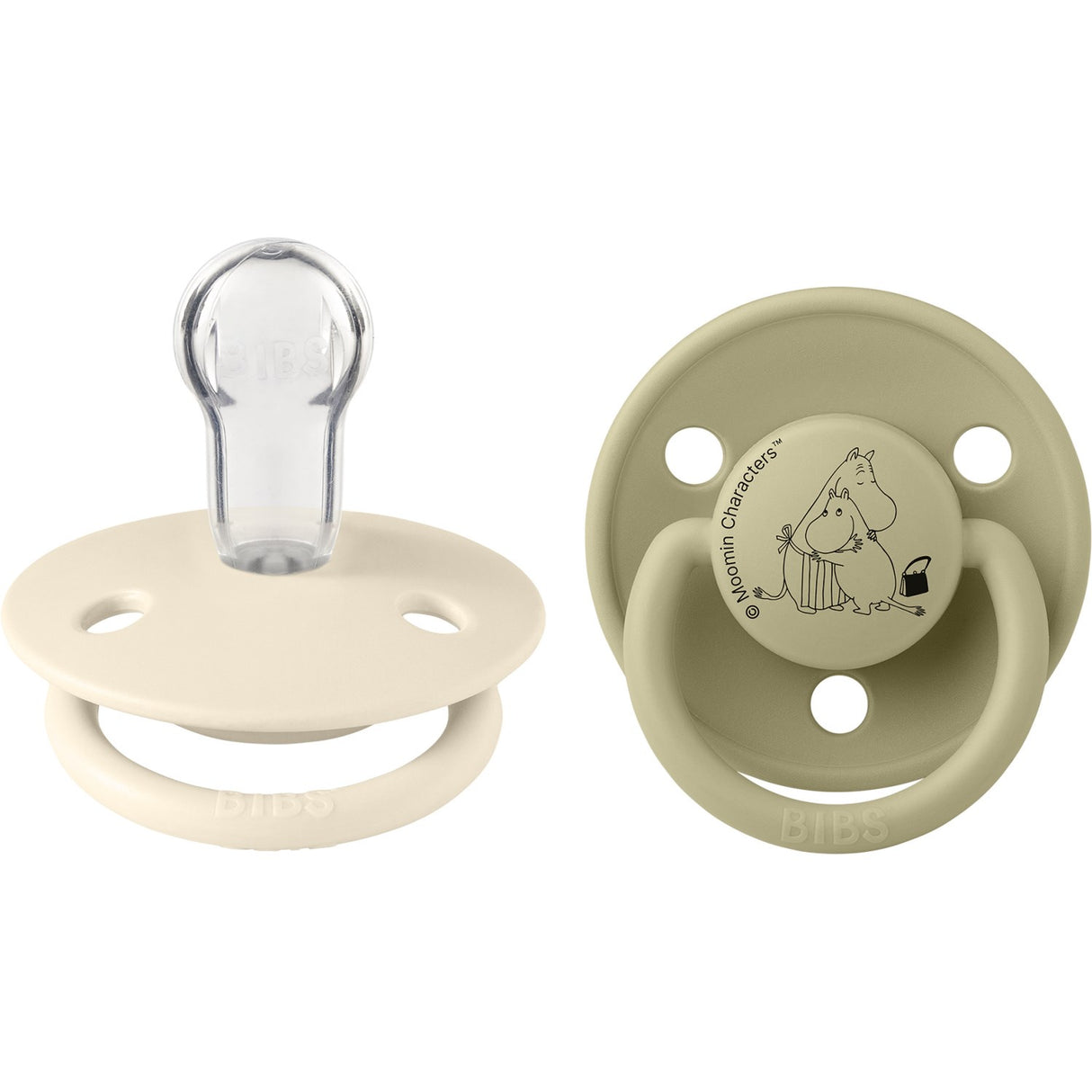 Bibs Ivory / Khaki X Moomins Napp De Lux Stinky 2-Pack Silikon