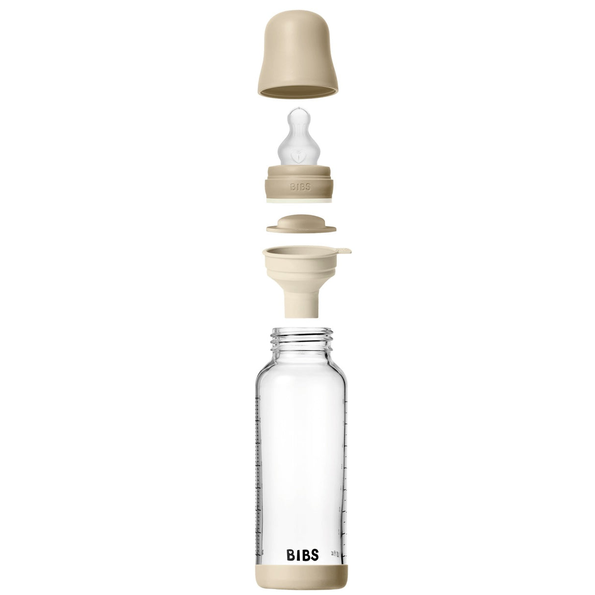 Bibs Vanilla GLOW Glass Baby Flaska Round Silikon 1-Pack 240 Ml Medium Flow