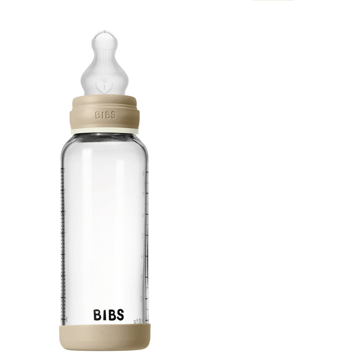 Bibs Vanilla GLOW Glass Baby Flaska Round Silikon 1-Pack 240 Ml Medium Flow