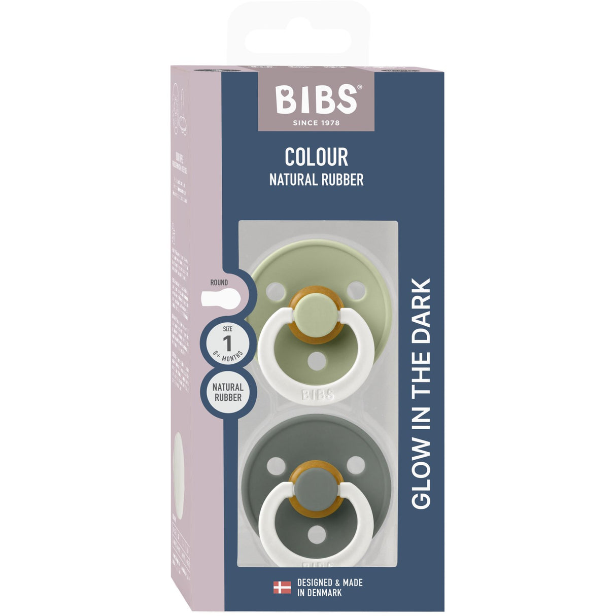 Bibs Sage GLOW / Pine GLOW Napp Colour 2-Pack Latex