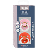 Bibs Baby Pink GLOW / Tango GLOW Napp Colour 2-Pack Latex
