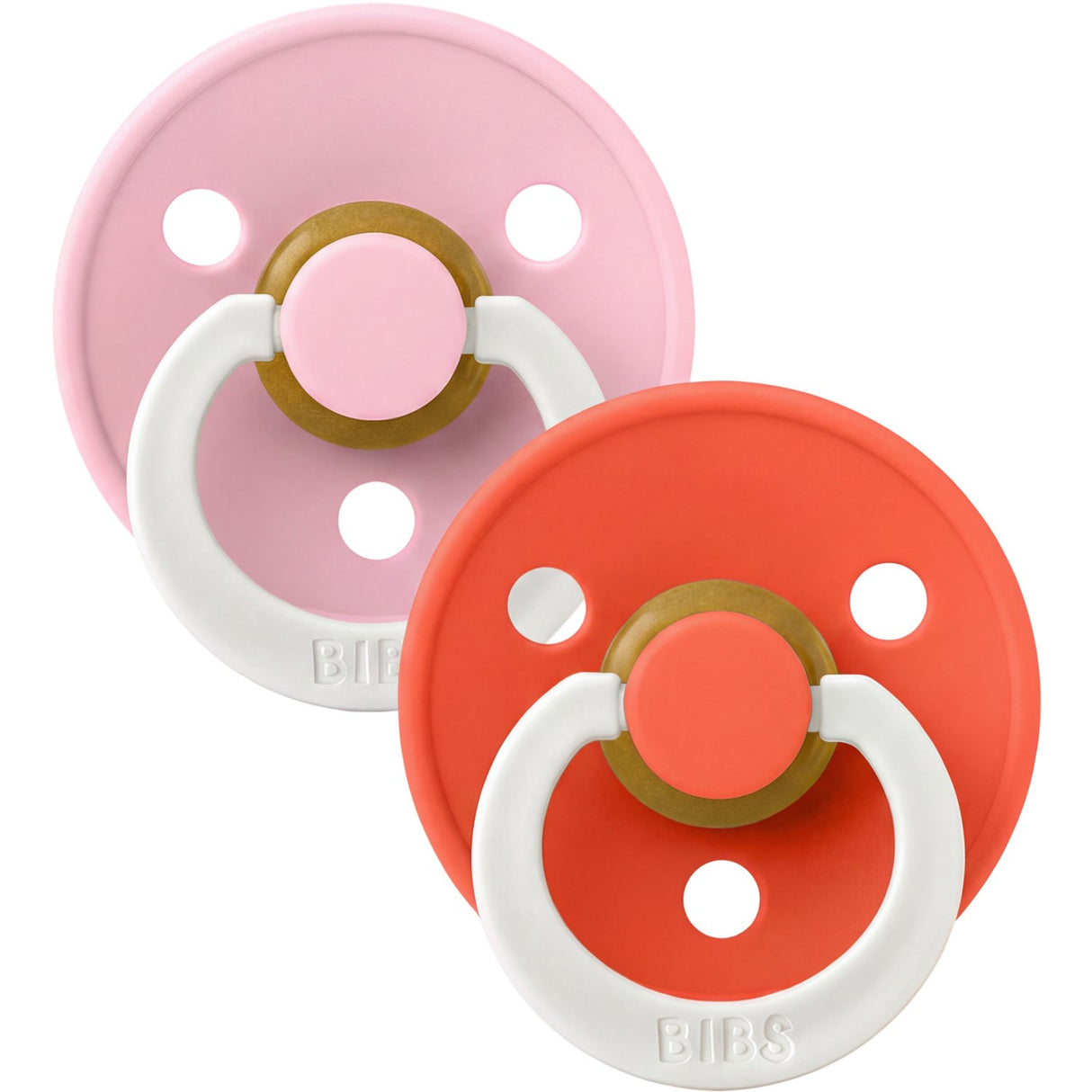 Bibs Baby Pink GLOW / Tango GLOW Napp Colour 2-Pack Latex