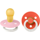 Bibs Baby Pink GLOW / Tango GLOW Napp Colour 2-Pack Latex