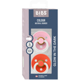 Bibs Baby Pink GLOW / Tango GLOW Napp Colour 2-Pack Latex