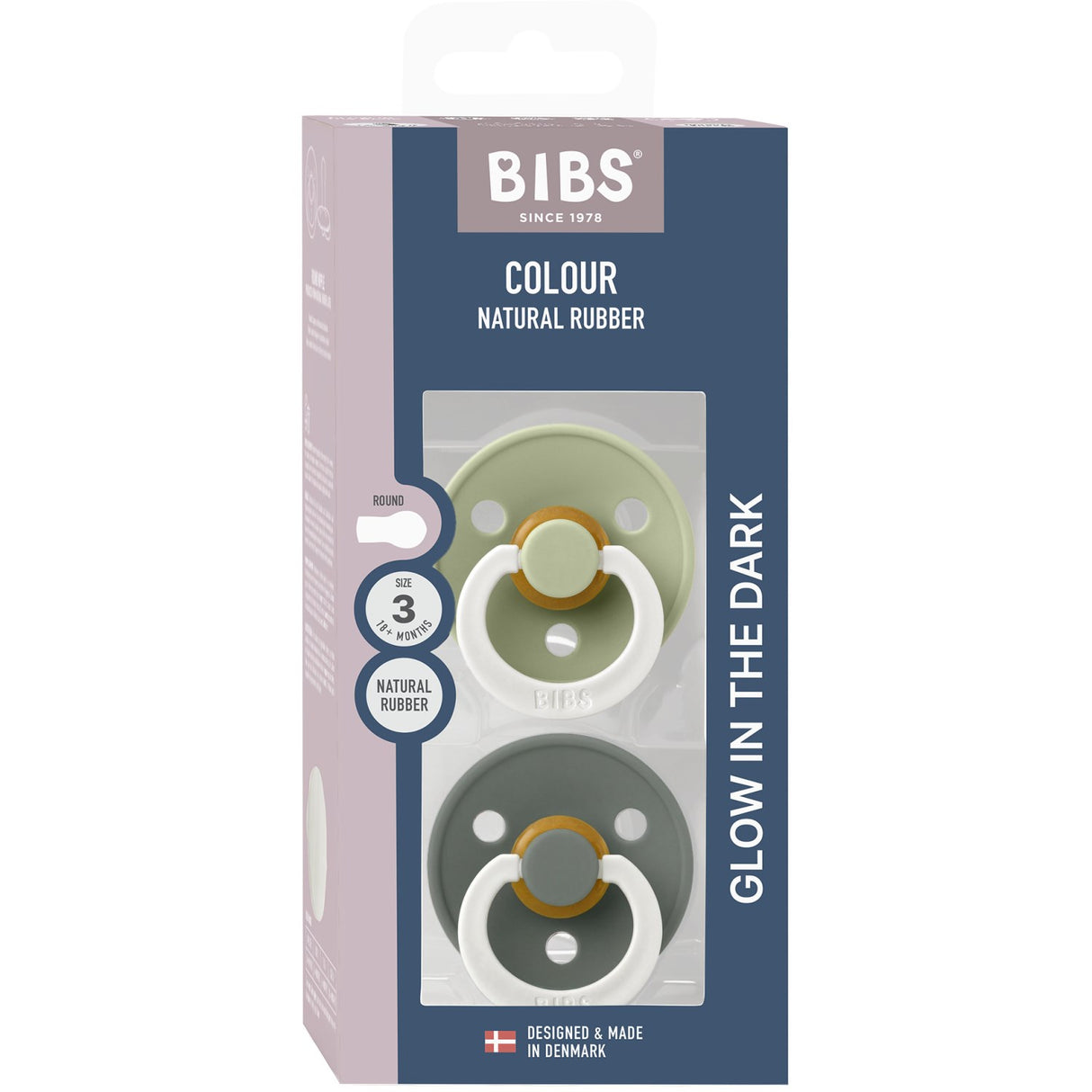 Bibs Sage GLOW / Pine GLOW Napp Colour 2-Pack Latex
