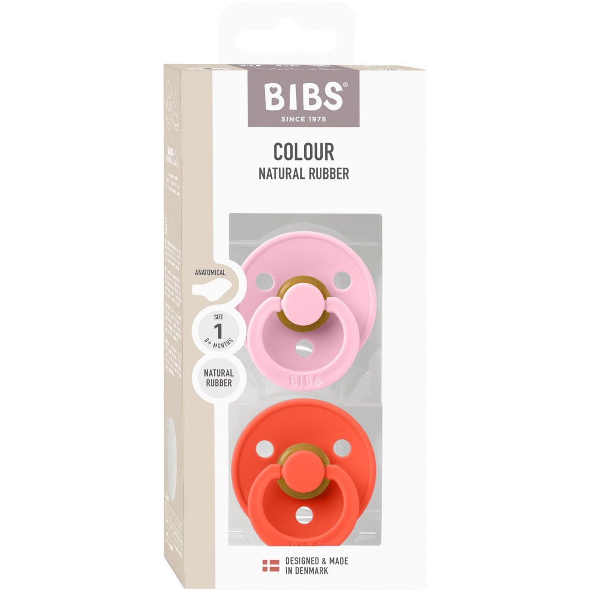 Bibs Baby Pink / Tango Napp Colour 2-Pack Anatomical Latex