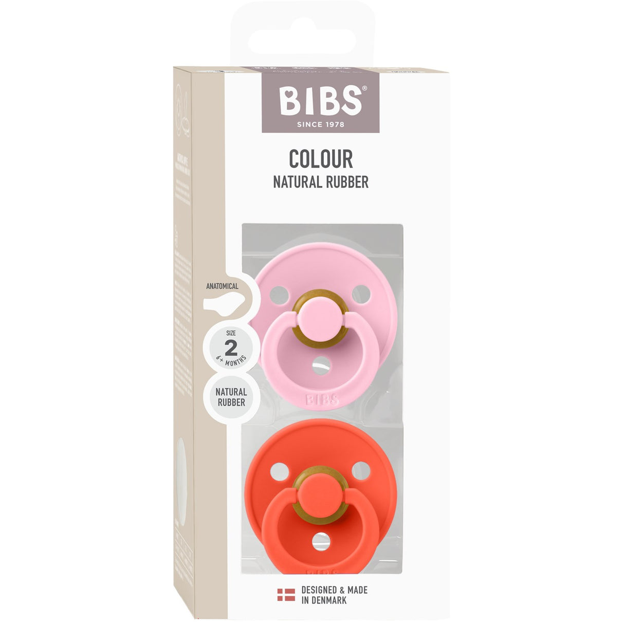 Bibs Baby Pink / Tango Napp Colour 2-Pack Anatomical Latex