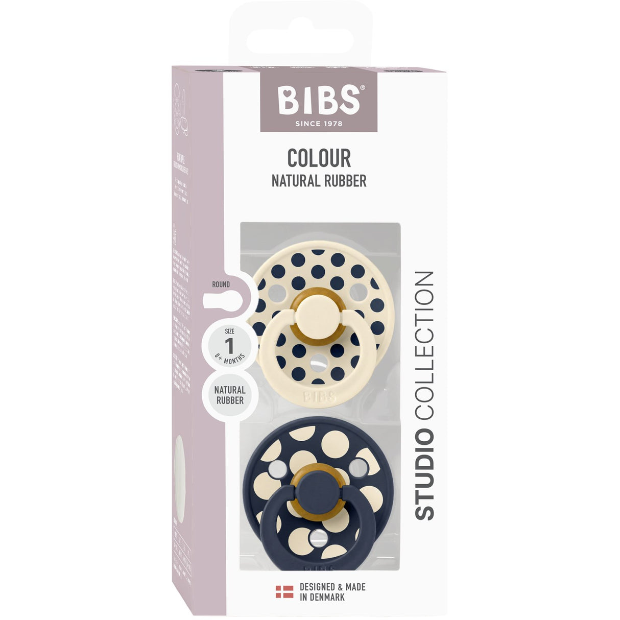 Bibs Ivory / Deep Space Napp Studio Colour 2-Pack Polka Mix Latex