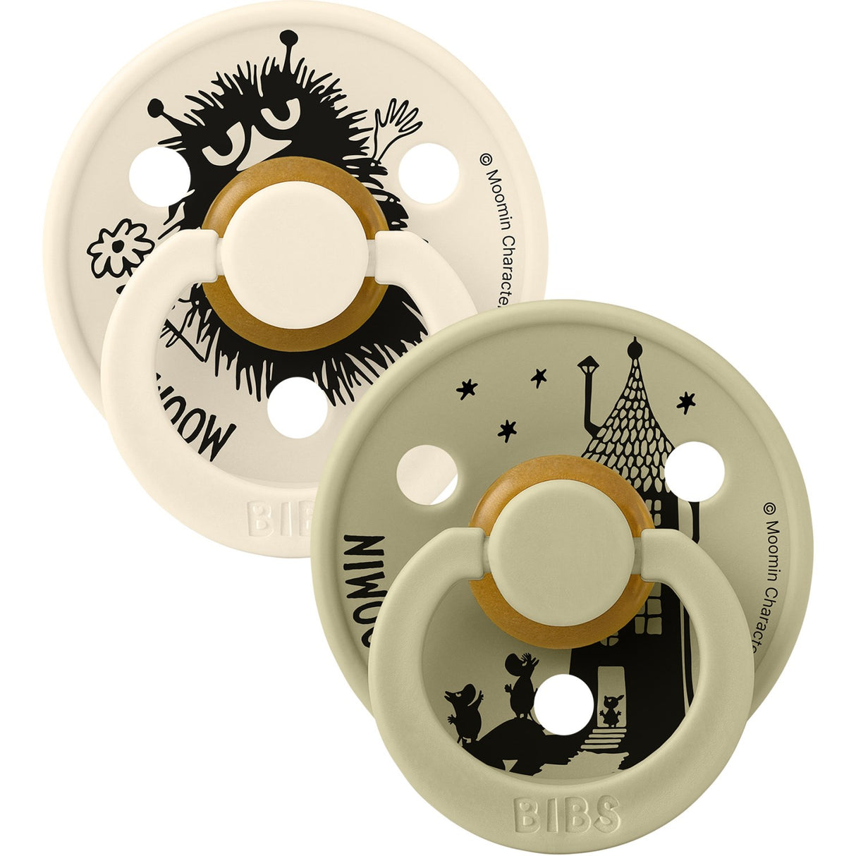 Bibs Ivory / Khaki X Moomins Napp Colour Stinky 2-Pack Latex