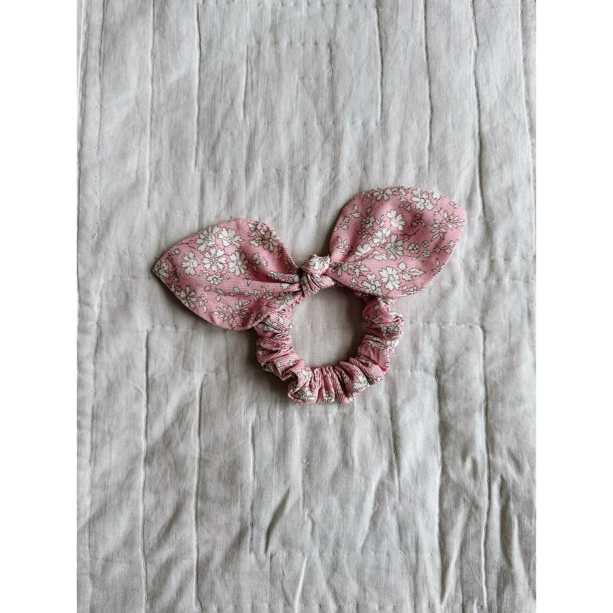 Lalaby Pink Flower Cord Scrunchie Rosett