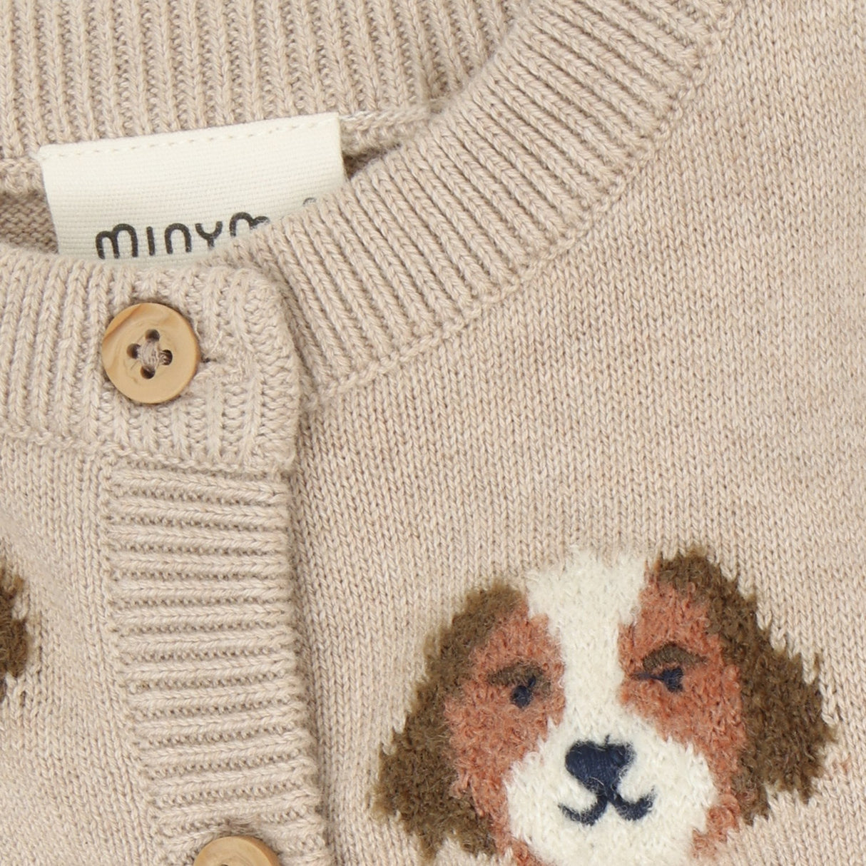 Minymo Beige Melange Cardigan Stickad