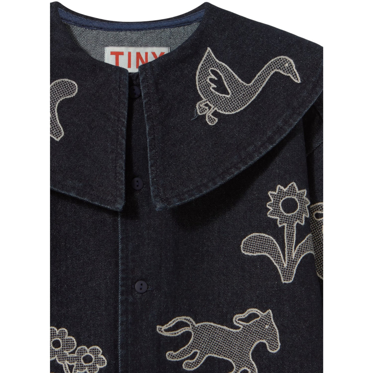 TinyCottons Denim Dark Wash 1 Horses & Flowers Denim Klänning