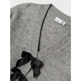 Name It Grey Melange Black Bow Nkfrina Ls Stickad Card Noos